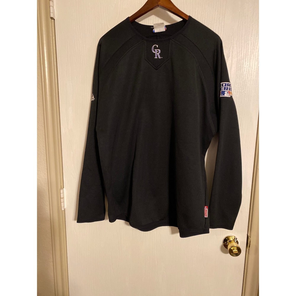 Majestic Colorado Rockies 2007 World Series Pullover Mens Black Long Sleeve XL